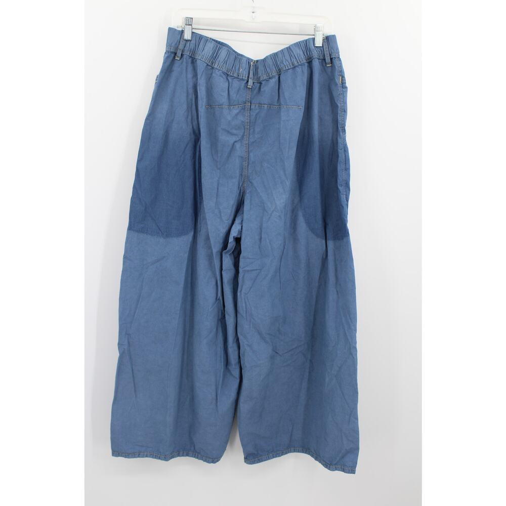 We The Free Wide Leg Pants size Large Pull On Blue Lightweight - Picture 2 of 6